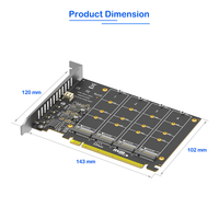 بطاقة محول PCIe X16 بـ 4 منافذ M.2 NVMe، تتطلب تقسيم PCIe للاستخدام المكتبي، تدعم أقراص SSD مقاس 2230/2242/2260/2280، متوفرة في المخزون