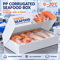 Boîte à fruits de mer pliable en plastique ondulé PP, taille personnalisée avec couvercle imprimé pour l'emballage de filets de poisson et le transport en chaîne du froid