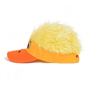 Peluche Canard Jaune avec Perruque et Visière, Cheveux <span class=keywords><strong>Faux</strong></span> Pointus, Compagnon de Jeu Doux et Moelleux pour Chiens et Chats - Product Image 3