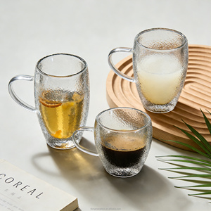 Vente en gros en vrac de tasses à expresso en verre à double paroi en borosilicate transparent de 250/350/450 ml, fabriquées à la <span class=keywords><strong>main</strong></span> - Product Image 4