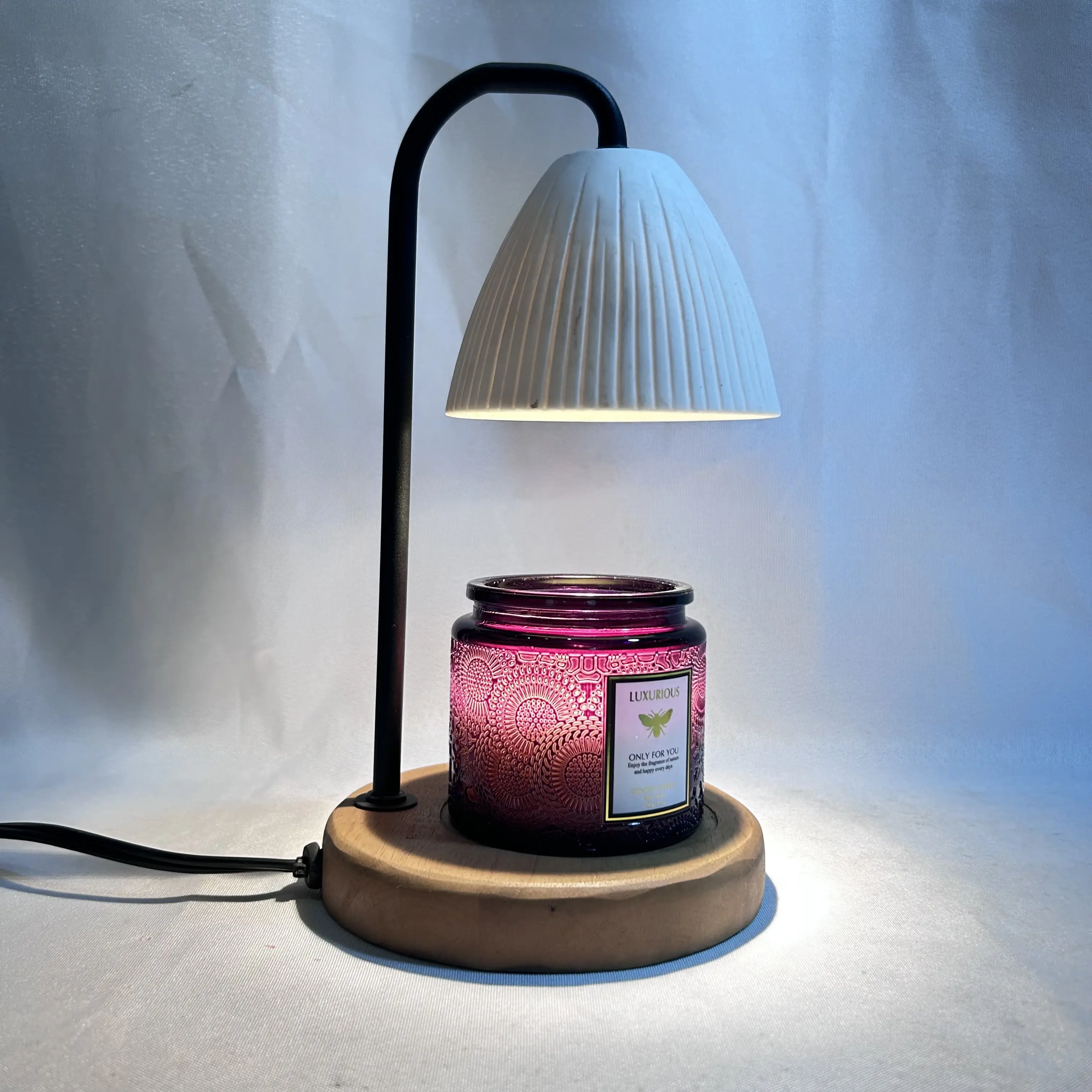 Bougie parfumée vintage pour chambre à coucher bureau à domicile lampe de fusion base en bois variateur réglable chauffe-cire de bougie