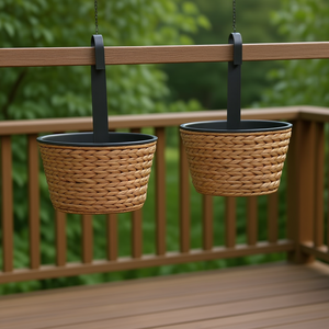 Ensemble de 2 pots suspendus en jacinthe d'eau, marron rustique, pour usage extérieur mural, modèle D0100HE73W7 - Product Image 2