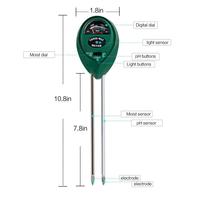 Medidor de tierra de 3 vías para luz de humedad y prueba de PH, Sensor de humedad del suelo, probador de plantas para granja de césped y jardín