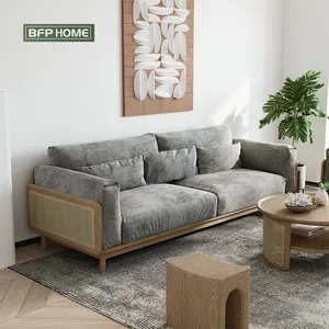 BFP-muebles de interior para el hogar, sofá de ocio de ratán, con marco de madera sólida, para sala de estar