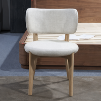 Chaise de salle à manger en bois massif nordique, rembourrée en lin, dossier incurvé, chaise d'appoint, mobilier de salle à manger