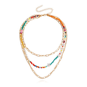 Collar de diseño único de pentagrama de cuentas coloridas multicapa de tendencia bohemia de joyería transfronteriza europea y americana - Product Image 6