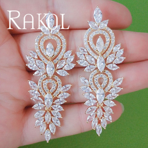 RAKOL EP2181 2024 nouveauté argent bijoux de mariée sans allergie coréen Zircon cristal <span class=keywords><strong>boucle</strong></span> d'oreille pour <span class=keywords><strong>femme</strong></span> - Product Image 3