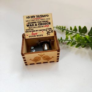 YIYU Caja de Música Silenciosa de Manivela, Estilo Americano, Rectangular, con Grabado 'You Are My Sunshine' de los Años 30, de Madera - Product Image 4