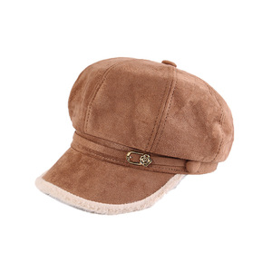 Cappello da Donna Stile Vintage in Pelle Scamosciata PU Traspirante Ottagonale Elegante Autunno Inverno Versatile Modello Newsboy con Visiera - Product Image 5
