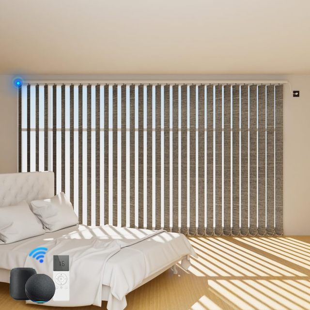 New Style Remote Control Smart Electric Window Sun Shading Fabric Vertical Sheer Curtains Blinds Motorized Vertical Blinds