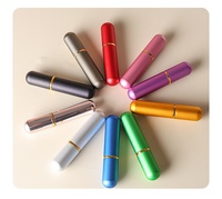 Tube inhalateur rond et fin avec revêtement en verre, boîtier en aluminium de 9,2 cm, flacon d'aromathérapie nasal rechargeable pour huile essentielle