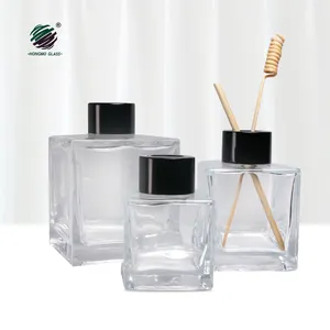 Leeres quadratisches Zuhause groß klar 50 ml 100ml 200ml Aroma duft Riesen Reed Diffusor Glasflasche