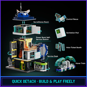 Lumibricks L9098 Nuovo Modello di Stazione Ferroviaria Sospesa Cyberpunk con Illuminazione LED, Set di Costruzioni da 2760 Pezzi, Regalo per Bambini - Product Image 3