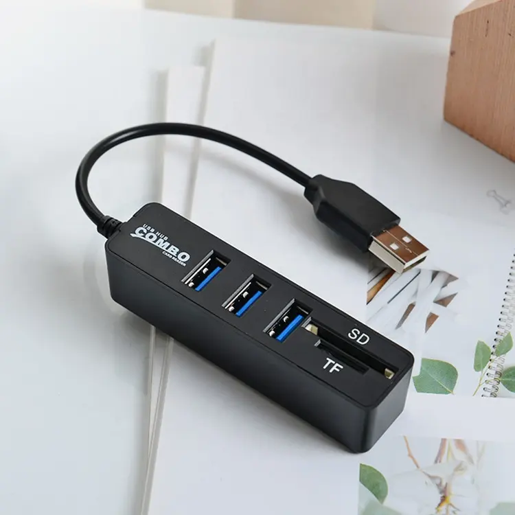 5 en 1 usb 2.0 3 ports usb hub transfert de données lecteur de carte SD TF combo pour Mac PC