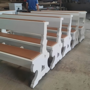 Sillas Modernas de Madera para Iglesia con Cojín y Almohadillas para Arrodillarse, Asientos para Capilla y Auditorio - Product Image 4