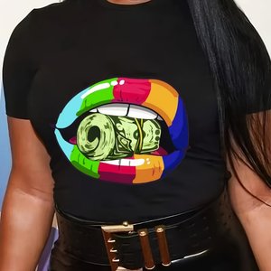 Camisetas <span class=keywords><strong>de</strong></span> Punto Holgadas Casuales para <span class=keywords><strong>Mujer</strong></span> con Estampado por Sublimación, Camisetas <span class=keywords><strong>de</strong></span> Verano con Cuello Redondo y Manga Corta para <span class=keywords><strong>Mujer</strong></span> - Product Image 1
