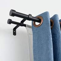 Tringle à rideaux double robuste en fer, style industriel Jinshun, avec embouts ronds et plats, supports et accessoires pour décoration de fenêtre