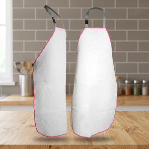 <b>White</b> Leather Sleeveless Bib <b>Apron</b> with Pink Trim Reusable Breathable for Cooking Daily Use Simple Style Work Suit - Product Image 3