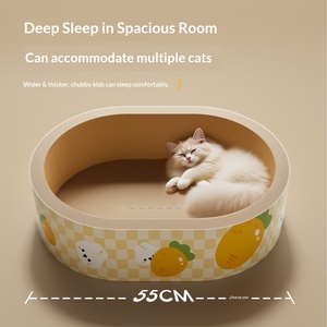 Papan Garukan Kucing Sarang Kucing Terpadu Papan Garukan Kucing Tahan Gores Tahan Aus Kertas Bergelombang - Product Image 4