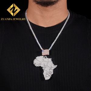 Colgante de Mapa de África Grande, Estilo Hip Hop, Plata 925, con Moissanita, Joyería Personalizada, Colgante con Incrustaciones de Diamantes para Hombre - Product Image 2