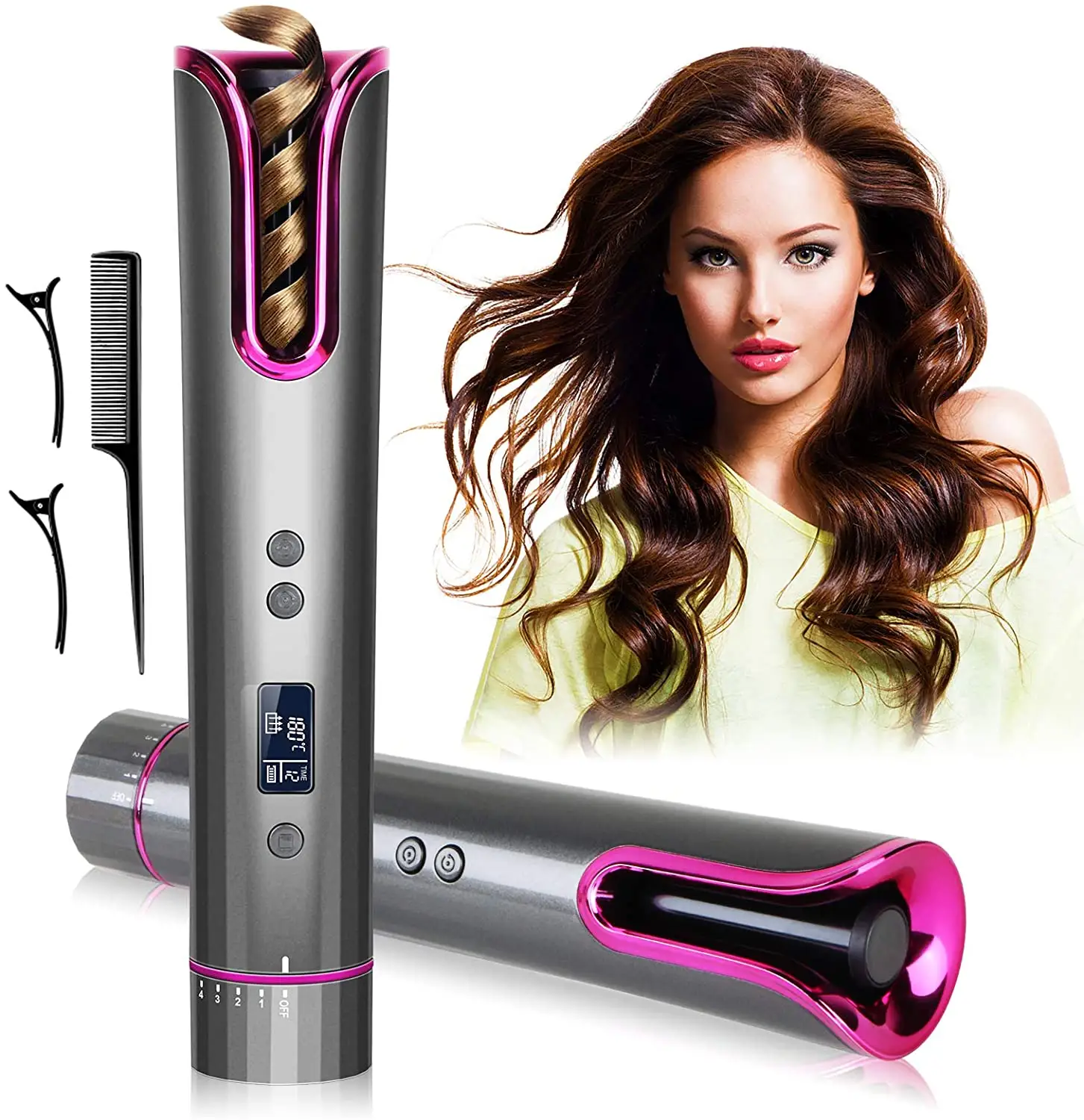 Household Curling Iron One-step Operation LED Display Professional Fashion Rechargeable Curling Iron