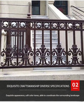 Clôture extérieure en alliage d'aluminium, anti-UV, résistante à la décoloration, faible entretien, revêtement en poudre, ornementale pour cour, terrasse, escalier