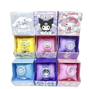 Regalos personalizados niños ver kawaii anime MyMelody Kuromi Cinnamoroll LED luminoso niñas regalo juguete reloj electrónico