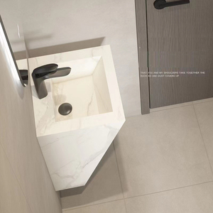 Lavabo <span class=keywords><strong>de</strong></span> una pieza con Pedestal colgante para pared, lavabo <span class=keywords><strong>de</strong></span> mano, 1005 - Product Image 2