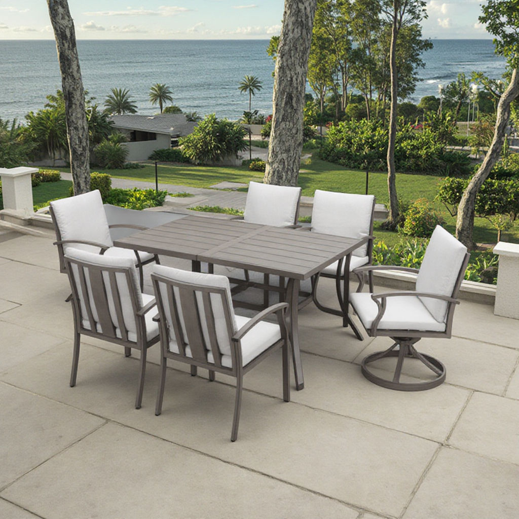 Commercial Grade 7pc Aluminum Outdoor Dining Set Heavy Duty