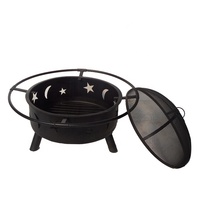 Garife GM10102 Vente chaude Brasero d'extérieur à bois avec écran anti-étincelles, grille à bois, pique à feu, en acier rond