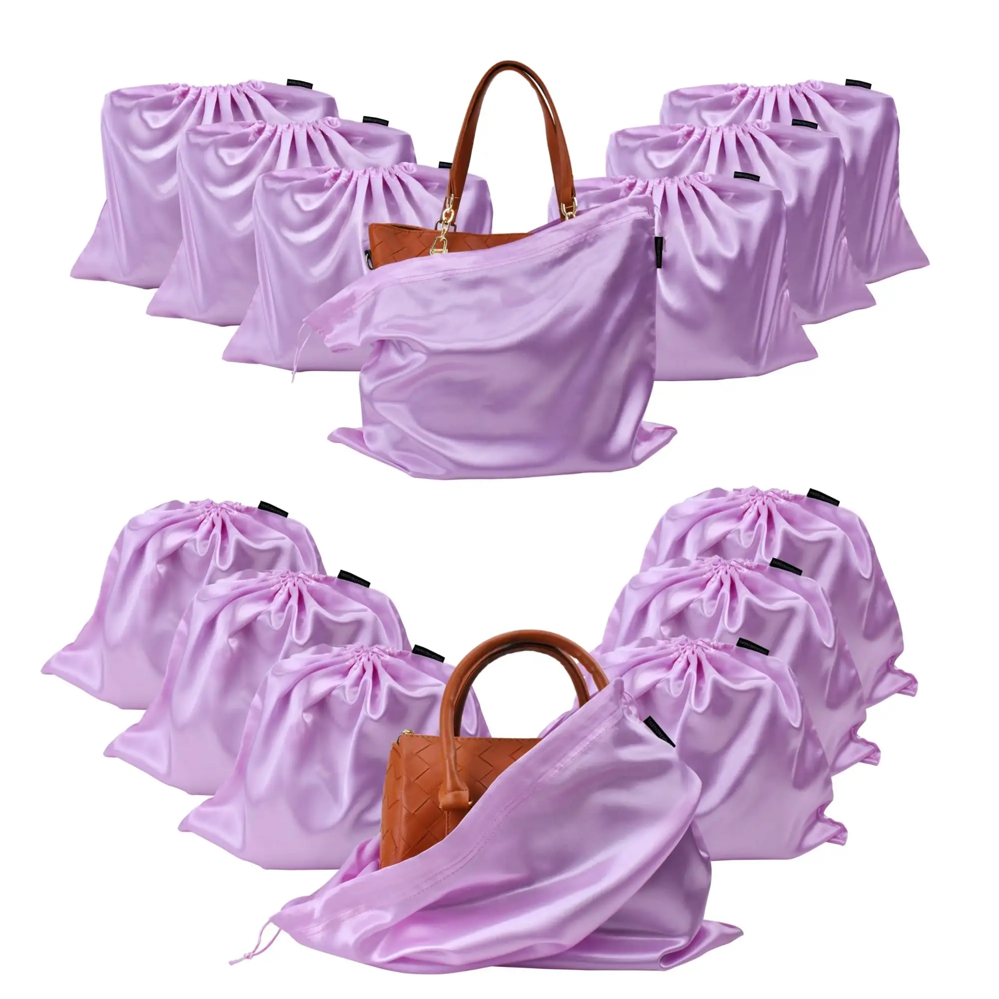 Sac à poussière réutilisable en satin de soie de luxe avec cordon de serrage pour housses de sacs à main