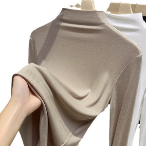 Maglia a Collo Alto in Modal per <span class=keywords><strong>Donna</strong></span>, Autunno Inverno, Maniche Lunghe, Tinta Unita, Stile Elasticizzato con Fascia in Vita - Product Image 5