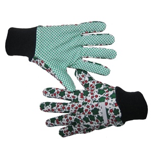 Guantes de jardín de algodón para mujer, guantes de jardinería duraderos para mujer con puntos de PVC, guantes de jardinería florales brillantes para mujer - Product Image 3
