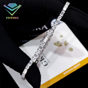 925 Sterling Sliver 18k Gold Plated VVS D Color Moissanite Emerald Cut Pass Diamond Tester GRA Certificate Tennis <b>Bracelet</b> Gift - Product Image 3