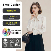 Chemise élégante à nœuds et rubans pour femme, style français, taille cintrée pour un effet amincissant, haut à manches longues