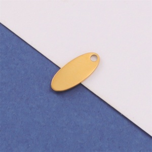 Charmes ovales de bonne qualité pour la fabrication de bijoux, plaqués or, en acier inoxydable, pendentifs personnalisés - Product Image 2