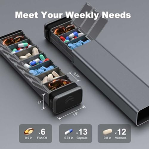 7-Day Magnetic Aluminum Pill <b>Box</b> Modern Design Customizable Compartment Size Portable Sealed Medicine <b>Storage</b> Injection Technics - Product Image 5