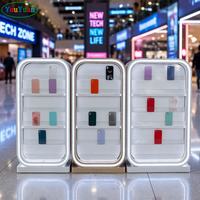 Luxuriöse LED-Beleuchtung Gehärtetes Glas Handy-Reparatur-Display-Inseltheke und Handy-Vitrine für Einkaufszentren & Mobilfunkgeschäfte