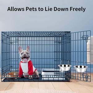 2 adet paslanmaz çelik asılı köpek kulübesi su kasesi dökülmez kolay temizlenebilir köpek sandığı aksesuarları (8oz/1cup) - Product Image 2