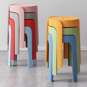 <b>Stackable</b> Plastic Stools Multiple Colors Modern Scandinavian Design For Home <b>Dining</b> <b>Chair</b> Use - Product Image 4