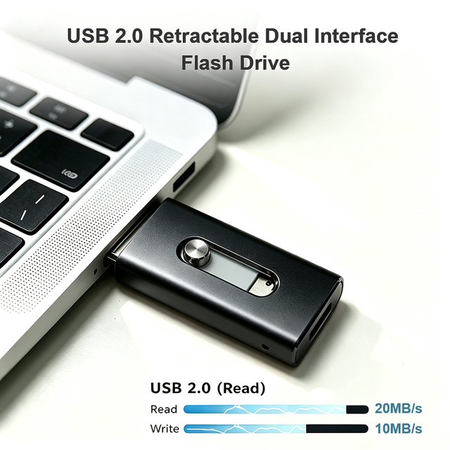2-in-1 Aluminum Alloy USB 2.0/3.0 Encrypted Flash Drive with Capacities of 8GB/16GB/32GB/64GB/128GB/256GB Business Customization
