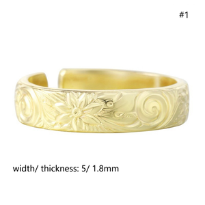 E495 Bagues de mode en <span class=keywords><strong>or</strong></span> rempli 14K, motif floral sculpté, anneaux circulaires ajustables, bagues de <span class=keywords><strong>mariage</strong></span> ouvertes, bijoux pour femmes et hommes - Product Image 6