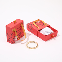 Caja de Regalo Cuadrada Deslizable Personalizada al por Mayor para Joyería, Collares, Anillos y Pendientes con Asa de Cinta y Logotipo