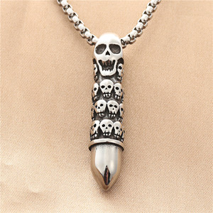 Yunnique – collier avec pendentif en forme de crâne pour hommes, en acier inoxydable, Design géométrique rétro, 190192 - Product Image 1