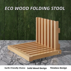Wood Folding Stool Chair Eco-Friendly Anti-Slip <b>Foldable</b> Step Stool for Bathroom Shoe Changing Durable Portable Wooden Stool. - Product Image 2