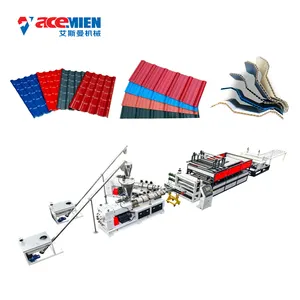 PVC+ASA UPVC plastic spanish glazed roof tile production line / pvc corrugated roofing sheet forming machine