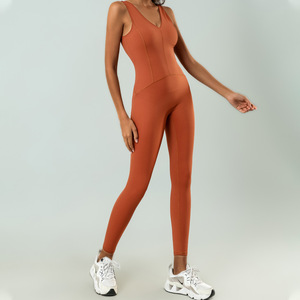 レディース軽量無地ジムワンピースボディスーツ 大人用スポーツフィットネスヨガウェア ジャンプスーツ ヨガタイトトップス付き 無地 - Product Image 4