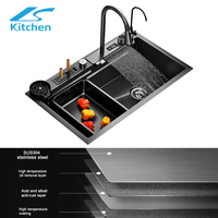Ensemble d'évier de cuisine intelligent de luxe 2025 avec robinet multifonctionnel en acier inoxydable 304 design caché vente en gros