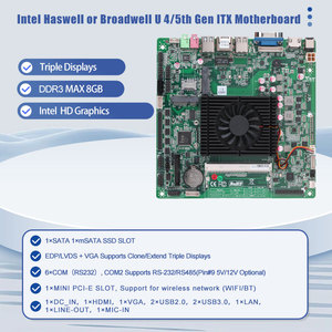 Intel Core I3-5005U I5-5200U I7-5500U 5e generatie DDR3L 6COM LVDS EDP <span class=keywords><strong>Mini</strong></span> ITX moederbord voor Digital Signage Ad Machine Kiosk POS - Product Image 2