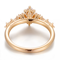 Anillo de Compromiso de Oro de 18K con Diamante Cultivado en Laboratorio, Corte Marquesa, Color D, Claridad VVS, Joyería de Moda para Mujer, Oro Real